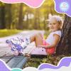 imageSULIFEEL Rainbow Unicorn Inline Skates for Girls Boys 4 Size Adjustable Light up Wheels Skates for Kids BeginnerB Purple