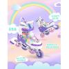 imageSULIFEEL Rainbow Unicorn Inline Skates for Girls Boys 4 Size Adjustable Light up Wheels Skates for Kids BeginnerB Purple