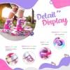 imageSULIFEEL Rainbow Unicorn Inline Skates for Girls Boys 4 Size Adjustable Light up Wheels Skates for Kids BeginnerC Pink