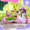 imageSULIFEEL Rainbow Unicorn Inline Skates for Girls Boys 4 Size Adjustable Light up Wheels Skates for Kids BeginnerC Pink