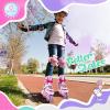 imageSULIFEEL Rainbow Unicorn Inline Skates for Girls Boys 4 Size Adjustable Light up Wheels Skates for Kids BeginnerC Pink