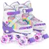 imageSULIFEEL Rainbow Unicorn 4 Size Adjustable Light up Roller Skates for Girls Boys for KidsB Purple