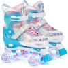 imageSULIFEEL Rainbow Unicorn 4 Size Adjustable Light up Roller Skates for Girls Boys for KidsC Blue