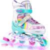 imageSULIFEEL Rainbow Unicorn Inline Skates for Girls Boys 4 Size Adjustable Light up Wheels Skates for Kids BeginnerA Rainbow