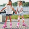 imageSULIFEEL Inline Skates for Girls Kids Ages 310 with Light Up Wheels Adjustable 4 Sizes for Kids Toddler Youth Beginner Indoor ampamp OutdoorRose Red