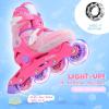 imageSULIFEEL Inline Skates for Girls Kids Ages 310 with Light Up Wheels Adjustable 4 Sizes for Kids Toddler Youth Beginner Indoor ampamp OutdoorRose Red