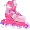 imageSULIFEEL Inline Skates for Girls Kids Ages 310 with Light Up Wheels Adjustable 4 Sizes for Kids Toddler Youth Beginner Indoor ampamp OutdoorRose Red