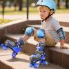 imageSULIFEEL Adjustable Kids Roller Skates for Boys Ages 35 58 612 with 4 Sizes Adjustable Light up Wheels Best Children Gift for Beginners Indoor Outdoor SportsSpider Blue
