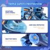 imageSULIFEEL Adjustable Roller Skates for Girls Boys KidsFun Illuminating Light Up Flash Wheels ThreePoint Type Balance Suitable for Beginners Indoor Roller SkatingDinosaur Blue