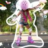 imageSULIFEEL Adjustable Roller Skates for Girls Boys KidsFun Illuminating Light Up Flash Wheels ThreePoint Type Balance Suitable for Beginners Indoor Roller SkatingPurple  Pink