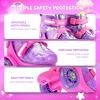 imageSULIFEEL Adjustable Roller Skates for Girls Boys KidsFun Illuminating Light Up Flash Wheels ThreePoint Type Balance Suitable for Beginners Indoor Roller SkatingPurple  Pink