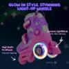 imageSULIFEEL Adjustable Roller Skates for Girls Boys KidsFun Illuminating Light Up Flash Wheels ThreePoint Type Balance Suitable for Beginners Indoor Roller SkatingPurple  Pink
