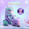 imageSULIFEEL Adjustable Roller Skates for Girls Boys KidsFun Illuminating Light Up Flash Wheels ThreePoint Type Balance Suitable for Beginners Indoor Roller SkatingSnowflake Blue