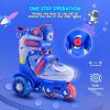 imageSULIFEEL Adjustable Roller Skates for Girls Boys KidsFun Illuminating Light Up Flash Wheels ThreePoint Type Balance Suitable for Beginners Indoor Roller SkatingSpace Blue