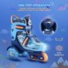 imageSULIFEEL Adjustable Roller Skates for Girls Boys KidsFun Illuminating Light Up Flash Wheels ThreePoint Type Balance Suitable for Beginners Indoor Roller SkatingDinosaur Blue
