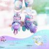 imageSULIFEEL Adjustable Roller Skates for Girls Boys KidsFun Illuminating Light Up Flash Wheels ThreePoint Type Balance Suitable for Beginners Indoor Roller SkatingSnowflake Blue