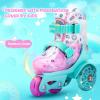 imageSULIFEEL Adjustable Roller Skates for Girls Boys KidsFun Illuminating Light Up Flash Wheels ThreePoint Type Balance Suitable for Beginners Indoor Roller SkatingGreen  Pink
