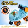 imageSULIFEEL Kids Adjustable Quad Roller SkatesToddler Beginner Roller Skates for Girls and Boys Age 25 Years OldDinosaur Blue