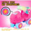 imageSULIFEEL Kids Adjustable Quad Roller SkatesToddler Beginner Roller Skates for Girls and Boys Age 25 Years OldMermaid Pink