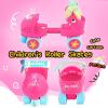 imageSULIFEEL Kids Adjustable Quad Roller SkatesToddler Beginner Roller Skates for Girls and Boys Age 25 Years OldMermaid Pink