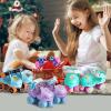 imageSULIFEEL Kids Adjustable Quad Roller SkatesToddler Beginner Roller Skates for Girls and Boys Age 25 Years OldMermaid Purple