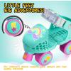imageSULIFEEL Kids Adjustable Quad Roller SkatesToddler Beginner Roller Skates for Girls and Boys Age 25 Years OldUnicorn Green