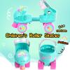 imageSULIFEEL Kids Adjustable Quad Roller SkatesToddler Beginner Roller Skates for Girls and Boys Age 25 Years OldUnicorn Green