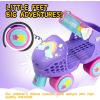 imageSULIFEEL Kids Adjustable Quad Roller SkatesToddler Beginner Roller Skates for Girls and Boys Age 25 Years OldUnicorn Purple