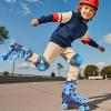 imageSULIFEEL Roller Skates for Girls Boys Kids Ages 310 with Light Up Wheels Adjustable 4 Sizes for Kids Toddler Beginner RollerskatesDinosaur Blue