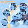 imageSULIFEEL Roller Skates for Girls Boys Kids Ages 310 with Light Up Wheels Adjustable 4 Sizes for Kids Toddler Beginner RollerskatesDinosaur Blue