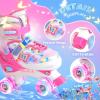 imageSULIFEEL Roller Skates for Girls Boys Kids with Light Up Wheels Adjustable 4 Sizes for Little Kids Toddler Beginner RollerskatesButterfly Pink