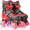 imageSULIFEEL Adjustable Kids Roller Skates for Boys Ages 35 58 612 with 4 Sizes Adjustable Light up Wheels Best Children Gift for Beginners Indoor Outdoor SportsSpider Red