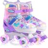 imageSULIFEEL Roller Skates for Girls Boys Kids with Light Up Wheels Adjustable 4 Sizes for Little Kids Toddler Beginner RollerskatesPurple