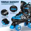 imageSULIFEEL Letter Adjustable 4 Size Kids Roller Skates for Girls and Boys Beginner Skates All 8 Light up Wheels Sports for Indoor OutdoorBlue