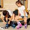 imageSULIFEEL Letter Adjustable 4 Size Kids Roller Skates for Girls and Boys Beginner Skates All 8 Light up Wheels Sports for Indoor OutdoorBlue