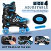 imageSULIFEEL Letter Adjustable 4 Size Kids Roller Skates for Girls and Boys Beginner Skates All 8 Light up Wheels Sports for Indoor OutdoorBlue
