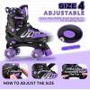 imageSULIFEEL Letter Adjustable 4 Size Kids Roller Skates for Girls and Boys Beginner Skates All 8 Light up Wheels Sports for Indoor OutdoorPurple