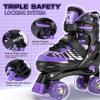 imageSULIFEEL Letter Adjustable 4 Size Kids Roller Skates for Girls and Boys Beginner Skates All 8 Light up Wheels Sports for Indoor OutdoorPurple