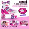 imageSULIFEEL Letter Adjustable 4 Size Kids Roller Skates for Girls and Boys Beginner Skates All 8 Light up Wheels Sports for Indoor OutdoorRose Red