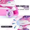 imageSULIFEEL Letter Adjustable 4 Size Kids Roller Skates for Girls and Boys Beginner Skates All 8 Light up Wheels Sports for Indoor OutdoorRose Red
