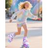imageSULIFEEL Rainbow TieDye Adjustable Roller Skates for Girls Kids Ages 35 58 612 Pink Purple Light Up Skate with Fluffy Pom Poms Triple Protection for Indoor Outdoor SkatingStellar Purple