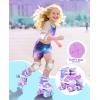 imageSULIFEEL Rainbow TieDye Adjustable Roller Skates for Girls Kids Ages 35 58 612 Pink Purple Light Up Skate with Fluffy Pom Poms Triple Protection for Indoor Outdoor SkatingStellar Purple