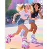 imageSULIFEEL Rainbow TieDye Adjustable Roller Skates for Girls Kids Ages 35 58 612 Pink Purple Light Up Skate with Fluffy Pom Poms Triple Protection for Indoor Outdoor SkatingStellar Purple