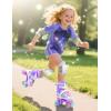 imageSULIFEEL Rainbow TieDye Adjustable Roller Skates for Girls Kids Ages 35 58 612 Pink Purple Light Up Skate with Fluffy Pom Poms Triple Protection for Indoor Outdoor SkatingStellar Purple
