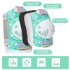 imageSULIFEEL Rainbow Unicorn Knee Pads for Kids Knee Elbow Pads Wrist Guards with Drawstring Bag Adjustable Protective Gear Set for Girls Roller Skating Bike Cycling Skateboard Scooter Green SmallGreen