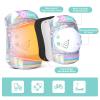 imageSULIFEEL Rainbow Unicorn Knee Pads for Kids Knee Elbow Pads Wrist Guards with Drawstring Bag Adjustable Protective Gear Set for Girls Roller Skating Bike Cycling Skateboard Scooter Green SmallRainbow