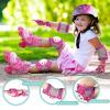 imageSULIFEEL Rainbow Unicorn Knee Pads for Kids Knee Elbow Pads Wrist Guards with Drawstring Bag Adjustable Protective Gear Set for Girls Roller Skating Bike Cycling Skateboard Scooter Green SmallRose Red