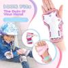 imageSULIFEEL Rainbow Unicorn Knee Pads for Kids Knee Elbow Pads Wrist Guards with Drawstring Bag Adjustable Protective Gear Set for Girls Roller Skating Bike Cycling Skateboard Scooter Green SmallUnicorn Dazzling