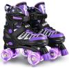 imageSULIFEEL Letter Adjustable 4 Size Kids Roller Skates for Girls and Boys Beginner Skates All 8 Light up Wheels Sports for Indoor OutdoorPurple