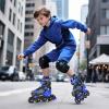 imageSULIFEEL Inline Skates with Blades for Kids Boys Youth Ages 612 812 58 with Light up Wheels 4 Sizes Adjustable Roller Skates for Beginners Indoor Outdoor SportsSpider Blue